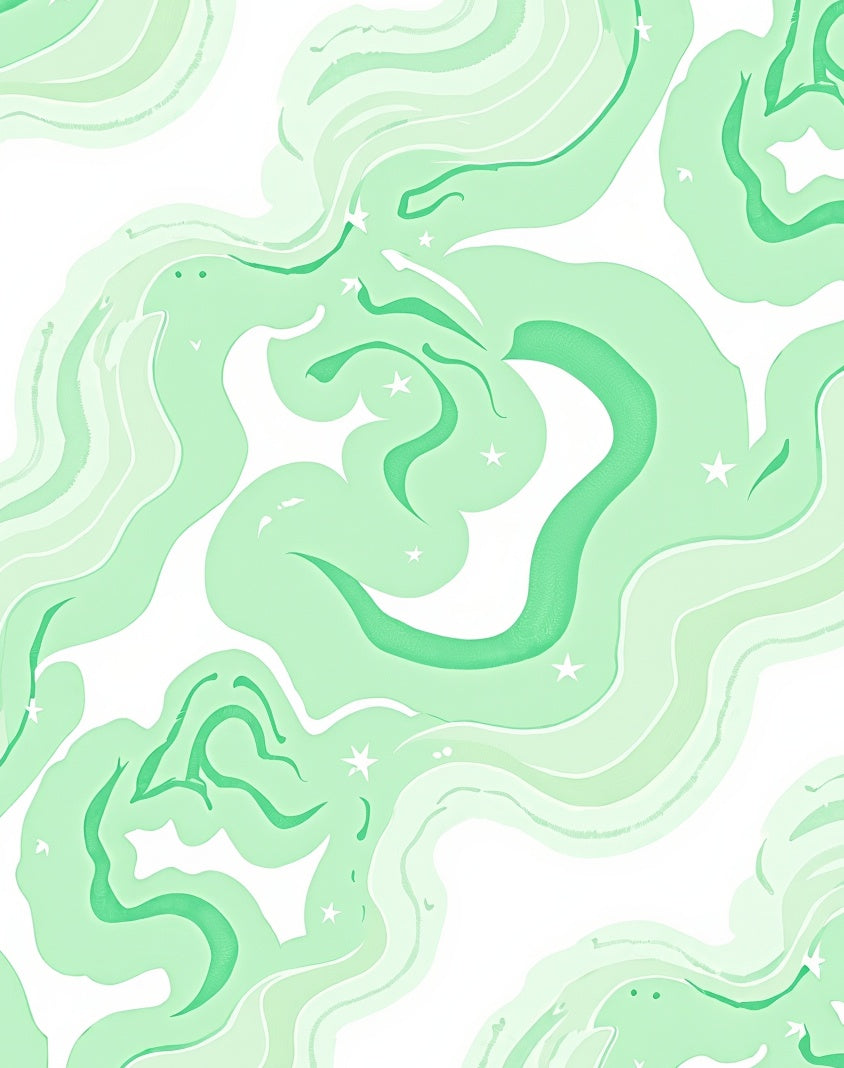Mint Green Swirling Nebula Stars Rug