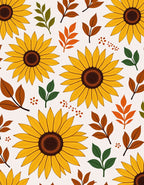 Golden Sunflower Autumn Leaf Arrangement Rug