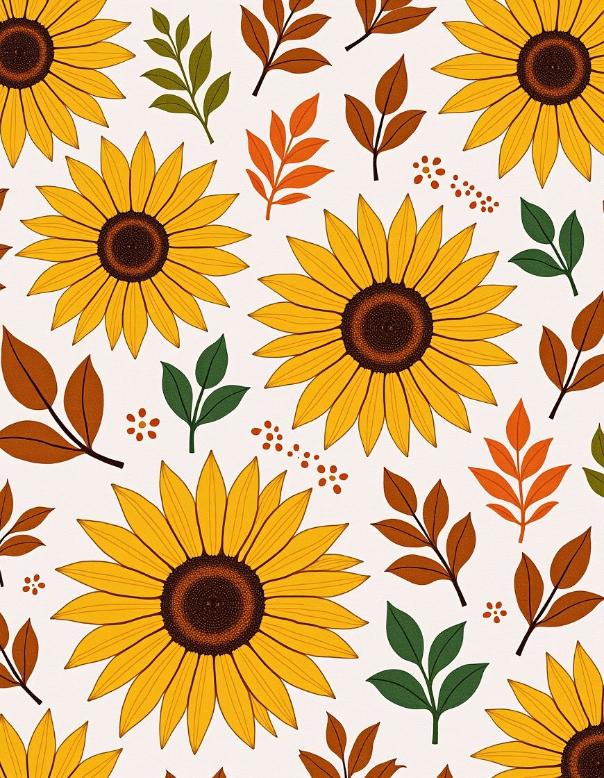 Golden Sunflower Autumn Leaf Arrangement Rug