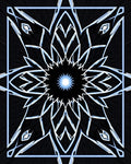 Abstract Icy Blue Starburst Frame Rug
