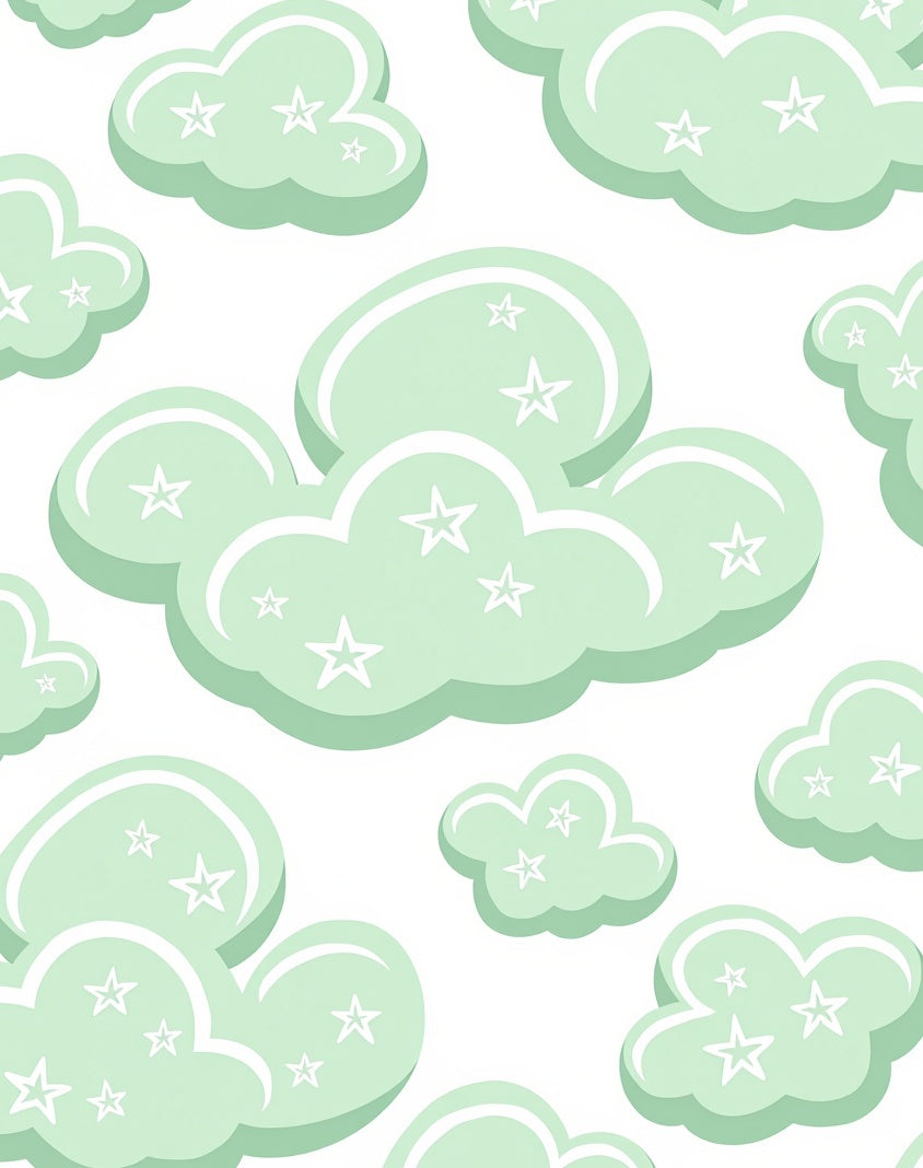 Mint Green Cloud Star Arrangement Rug