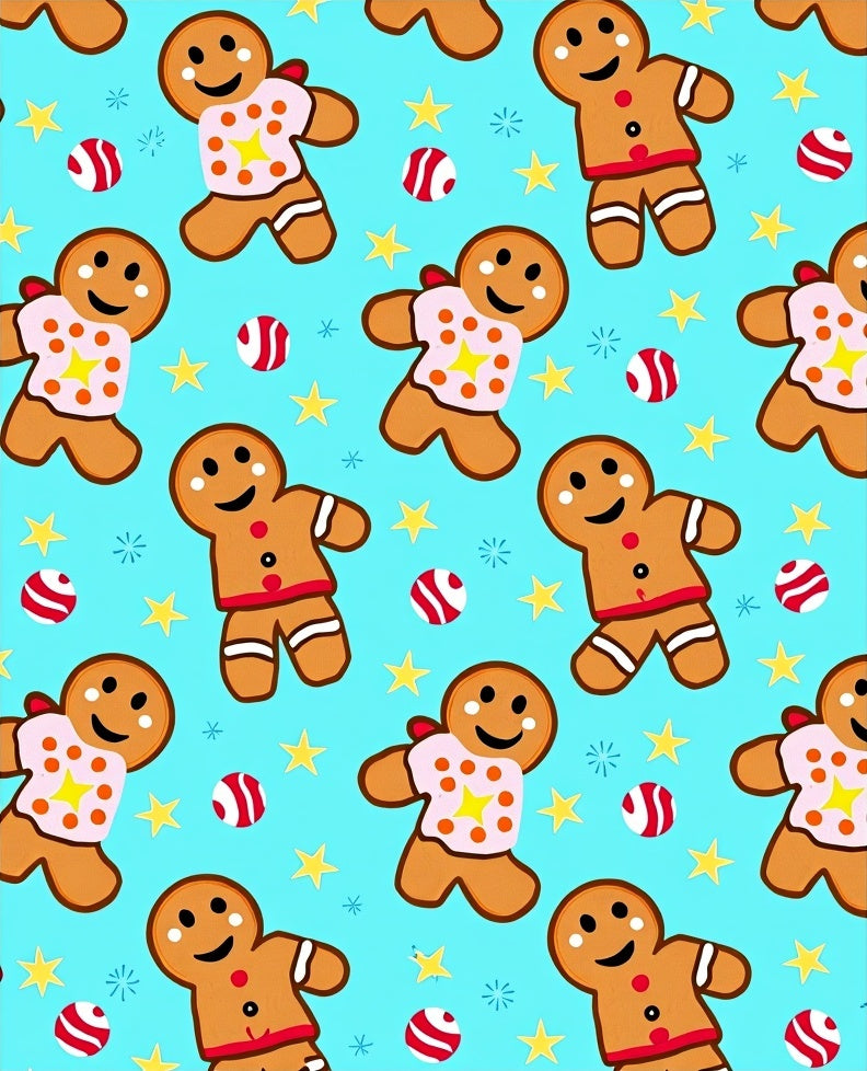 Cheerful Gingerbread Man Starry Medley Rug