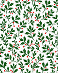 Green Holly Red Berry Branches Rug