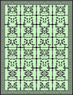 Light Green Black Linear Geometric Composition Rug