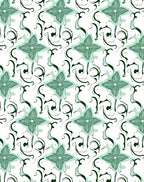 Green Faux Flower With Swirls Rug