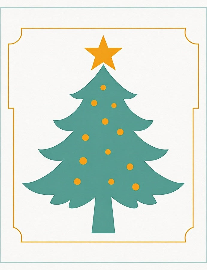 Teal Christmas Tree Orange Star Rug