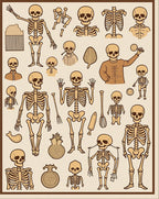 Whimsical Skeleton Collection Beige Rug