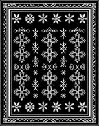 White Snowflake Folk Art Border Rug