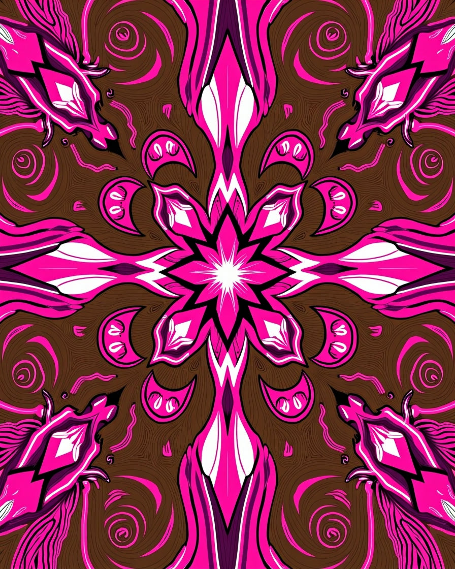 Dynamic Magenta Floral Swirl Rug