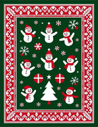 Joyful Snowman Christmas Tree Border Rug