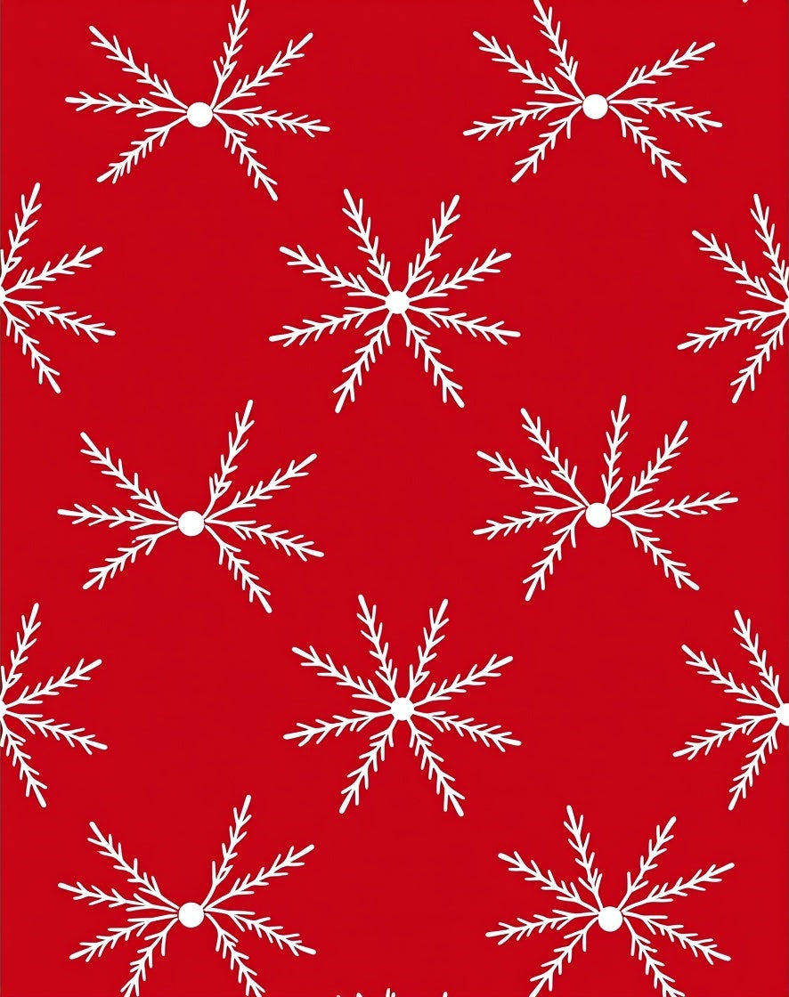 Red White Snow Flake Repeating Pattern Rug