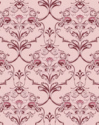 Crimson Pink Floral Arabesque Rug