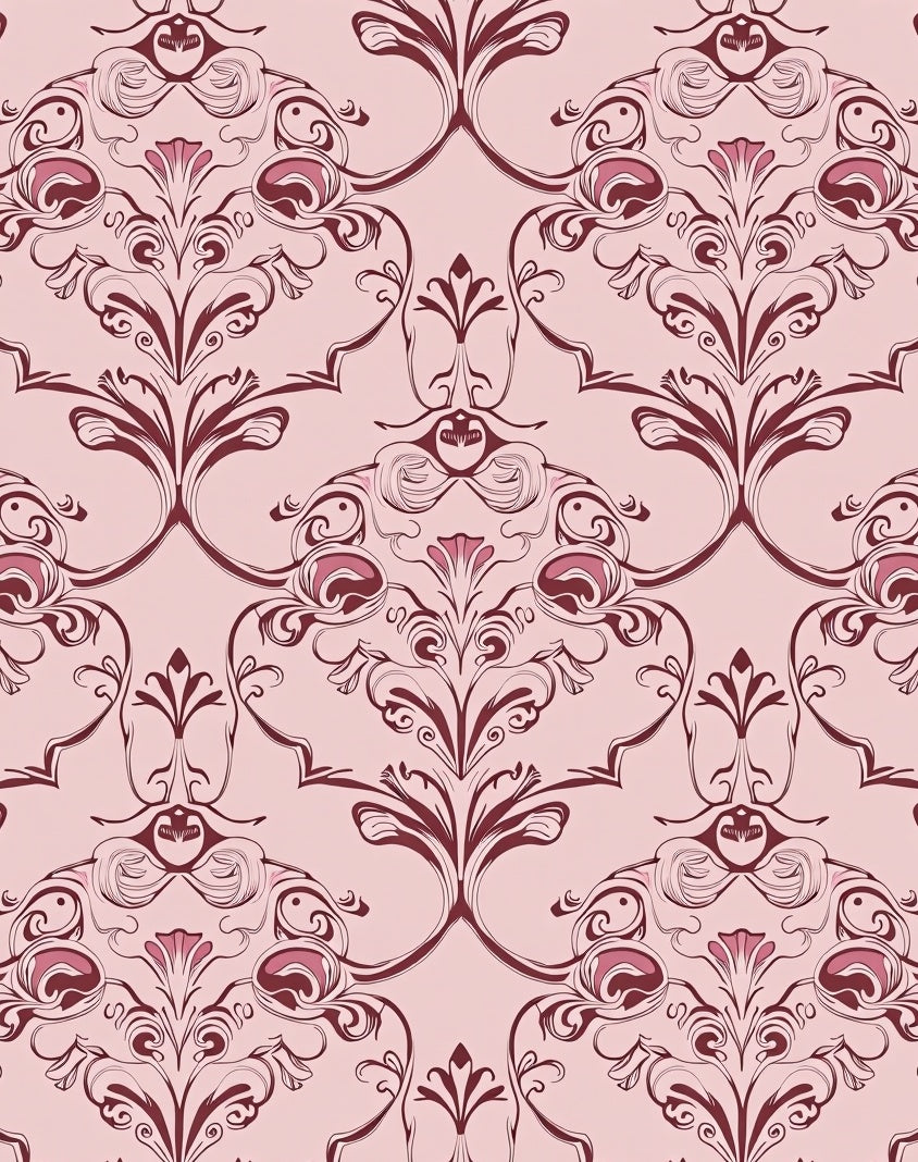 Crimson Pink Floral Arabesque Rug