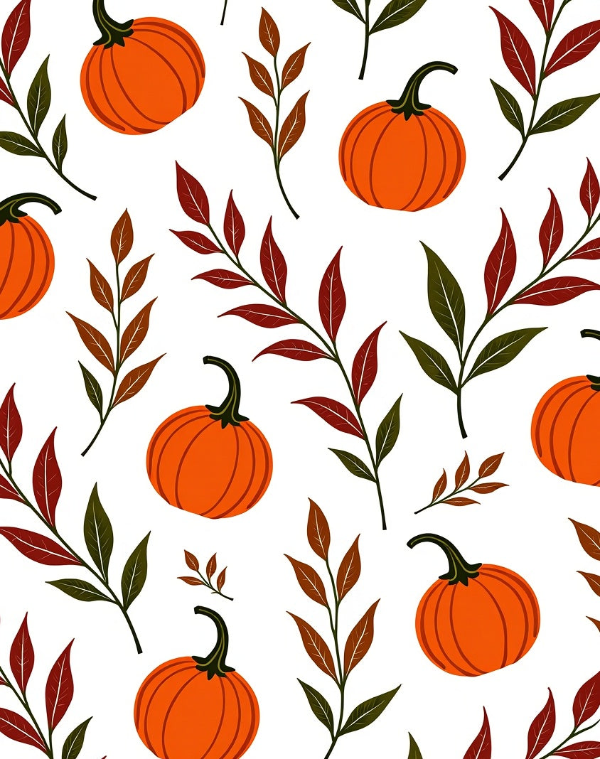 Autumn Pumpkin Leaf Garland Rug