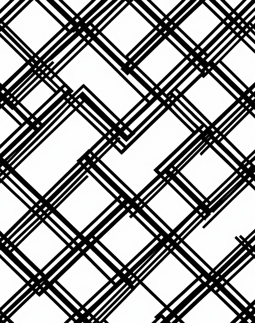 Bold Black White Intersecting Lines Rug