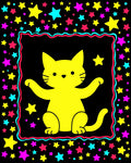 Yellow Cat Stars Border Rug