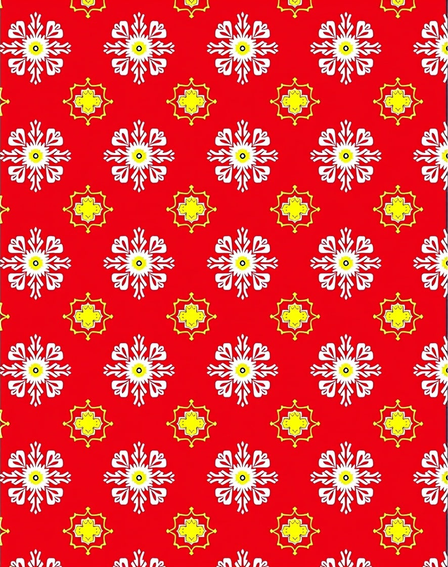 Red White Yellow Floral Medallion Rug
