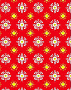 Red White Yellow Floral Medallion Rug