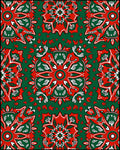 Red White Green Medallion Floral Rug