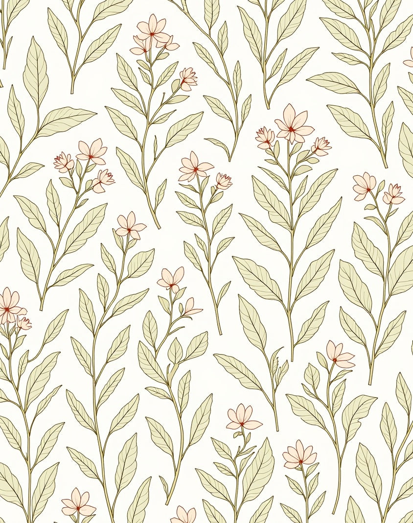 Delicate Peach Blossom Botanical Sprig Rug