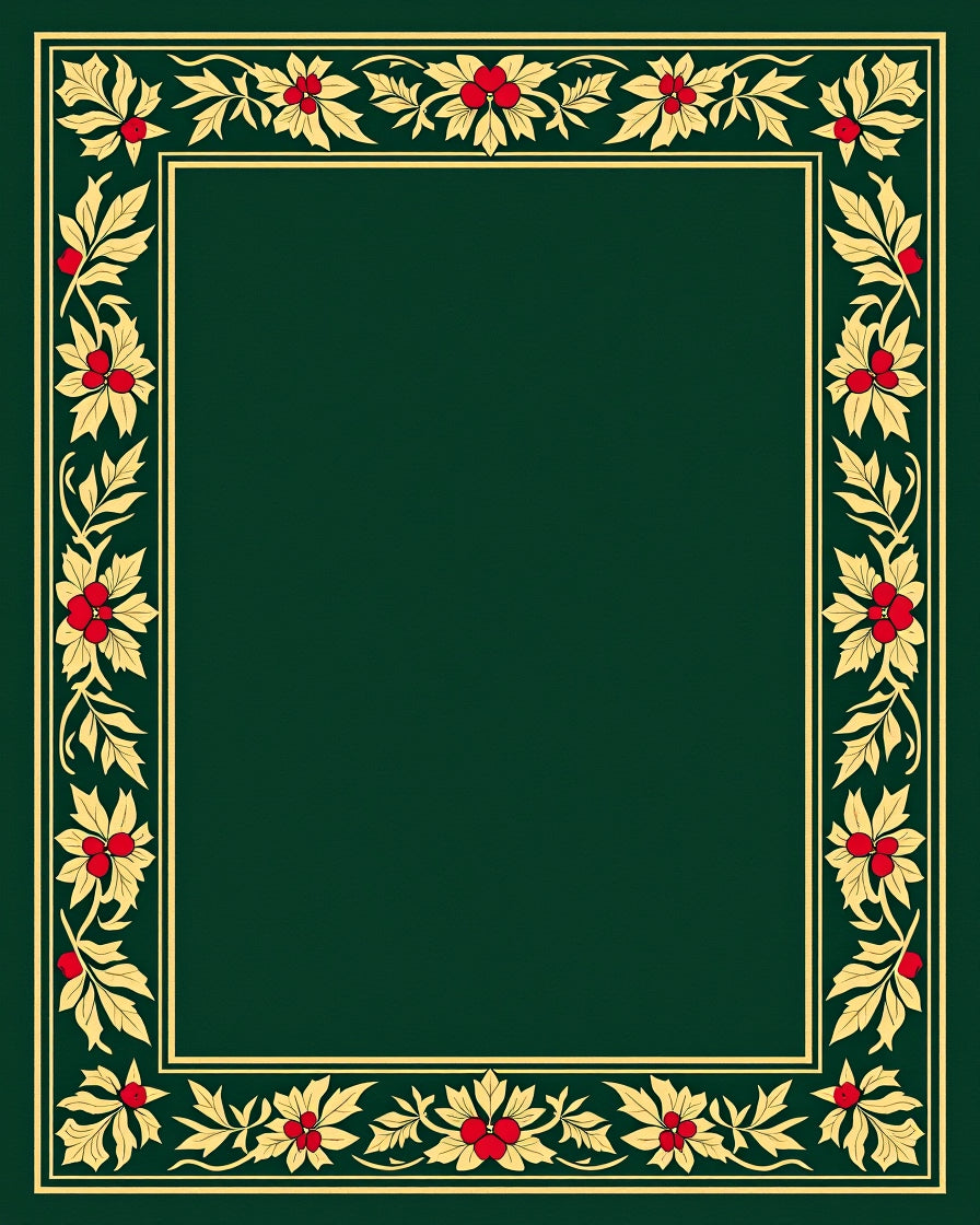 Gold Yellow Berry Holly Border Rug