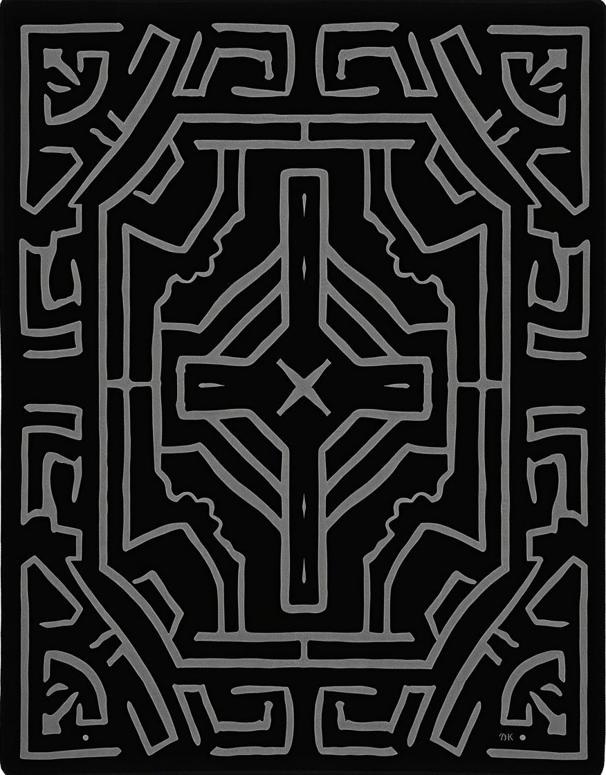 Geometric Black and Gray Profile Rug