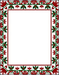 Red Green Floral Vine Border Rug