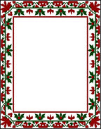 Red Green Floral Vine Border Rug
