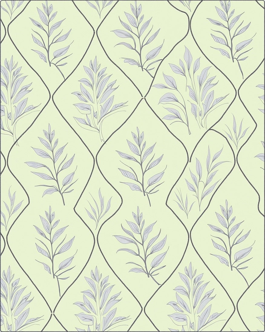Pale Green Leafy Vine Lattice Rug