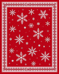 Red White Snowflake Holiday Border Rug