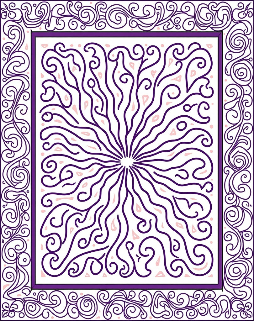Whimsical Purple Swirl Center Bloom Rug