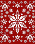 Crisp Red White Snowflake Collage Rug