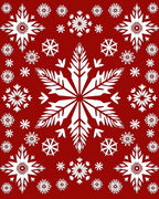 Crisp Red White Snowflake Collage Rug