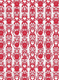 Crimson Floral Vining Symmetry Rug
