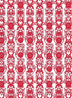 Crimson Floral Vining Symmetry Rug