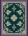 Deep Teal Ivory Medallion Floral Border Rug