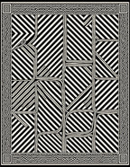 Black White Abstract Geometric Lines Rug