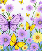 Whimsical Purple Yellow Butterfly Garden Rug