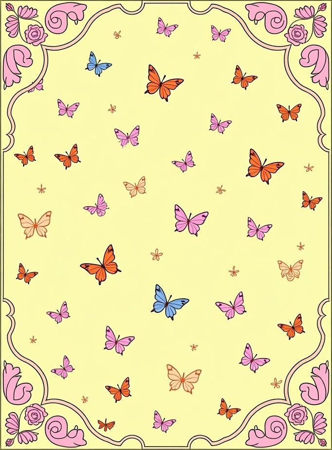 Whimsical Yellow Butterfly Garden Rug