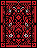 Bold Red Black Geometric Labyrinth Rug