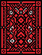 Bold Red Black Geometric Labyrinth Rug