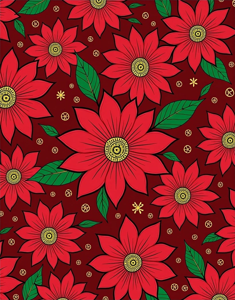 Bold Red Floral Medallion Garden Rug