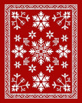 Red Festive Snowflake Winter Holiday Rug