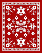 Red Festive Snowflake Winter Holiday Rug