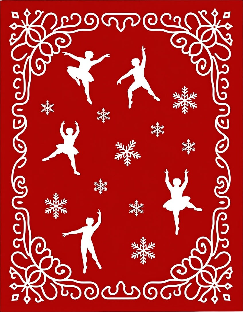 Red Snow Fairy Ballet Dancers Rug
