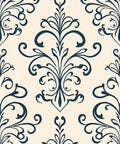 Classic Navy Swirl Damask Rug