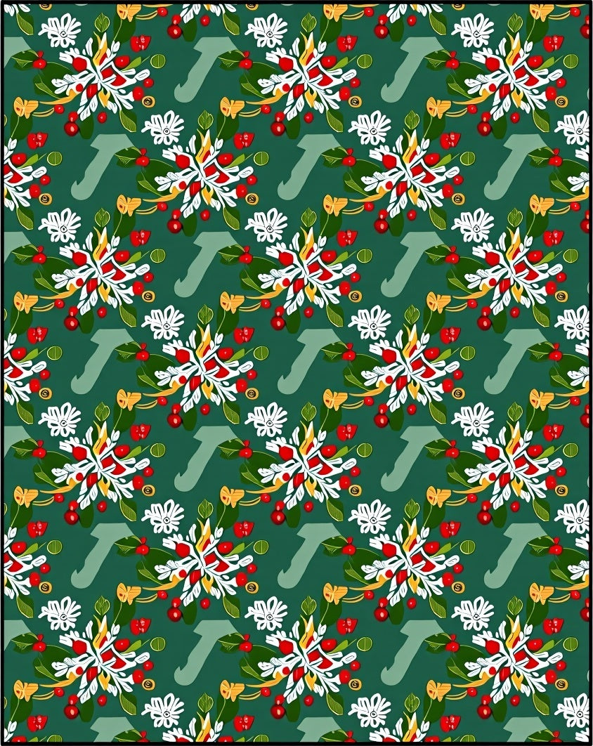White Red Berry Floral Butterfly Garland Rug