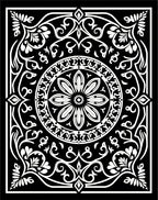 Elegant Black and White Floral Mandala Rug