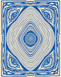 Blue Ivory Concentric Square Abstraction Rug