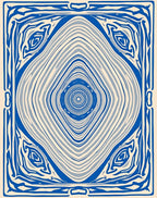 Blue Ivory Concentric Square Abstraction Rug